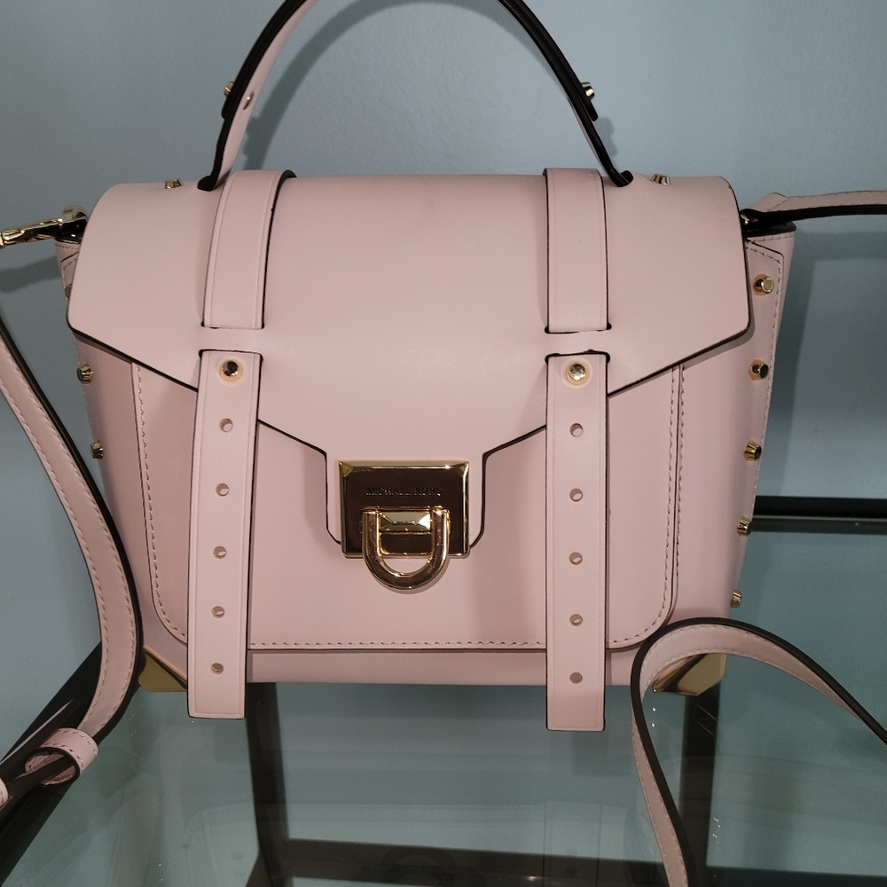 Michael Kors Manhattan Medium Leather Satchel - Pink Like New